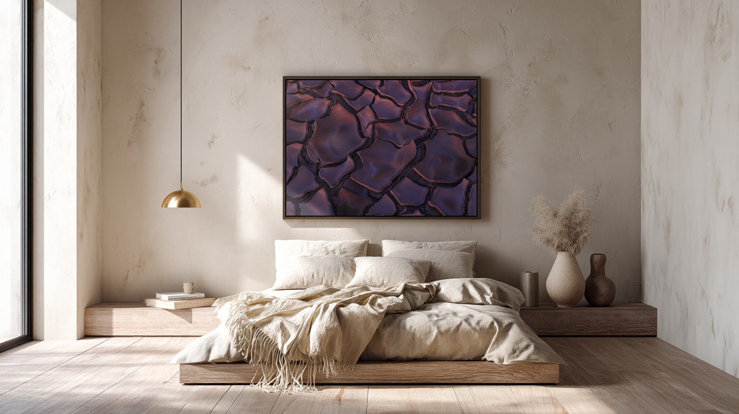 Pink Velvet — Mud crack abstract fine art in interior